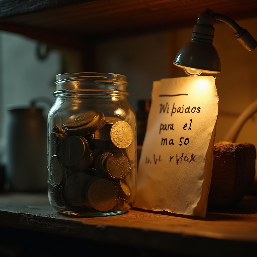Glass jar with coins representing savings for slow work months